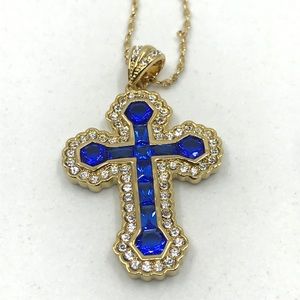 Jackie Kennedy - Sim. Sapphire Cross Necklace